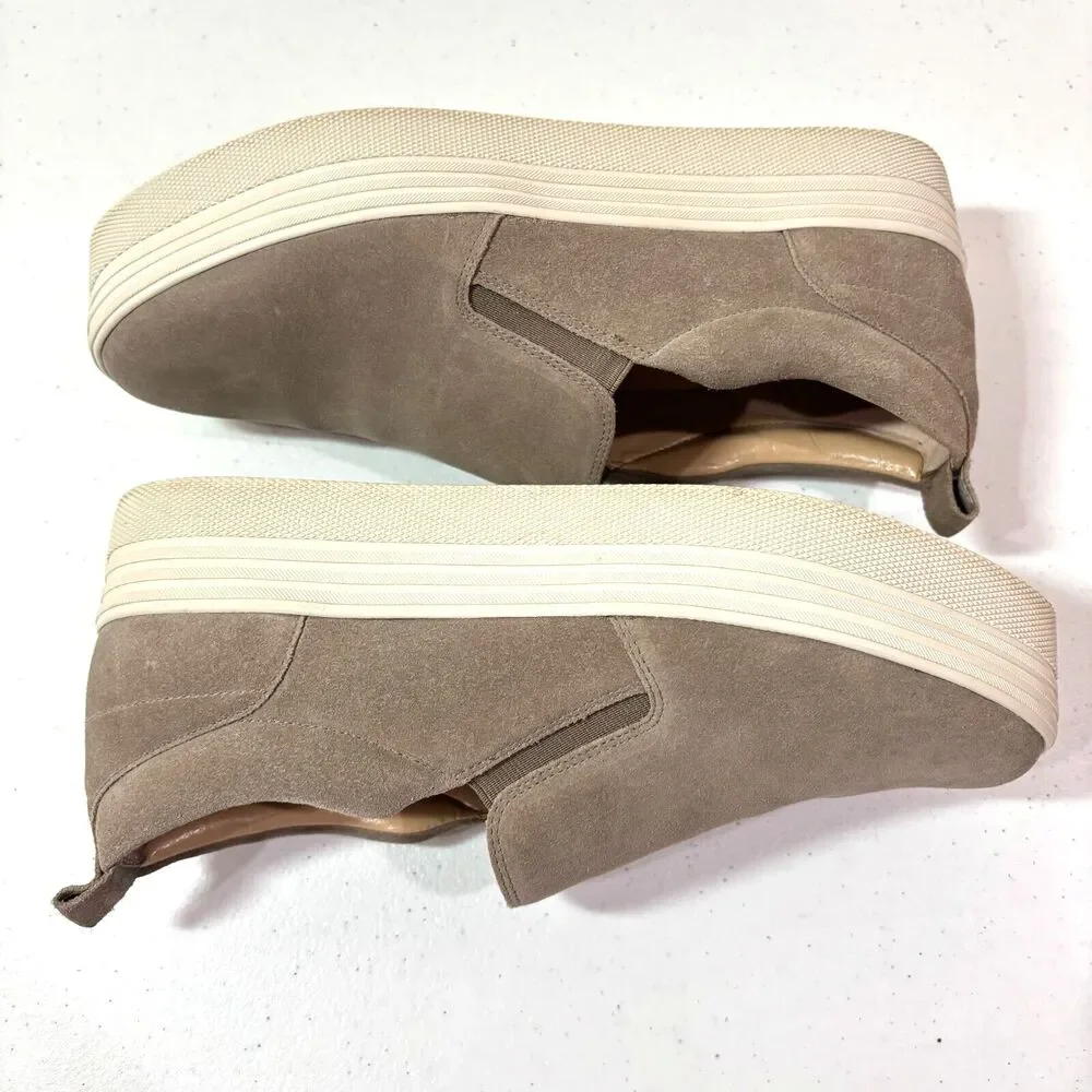 Marc Fisher Platform Slip On Suede Tan Womens Size 9.5 Leather Sneaker Comfort